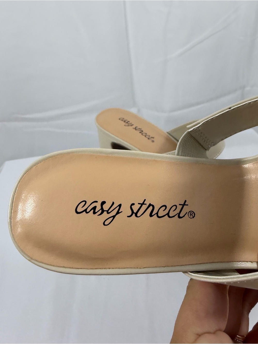 NWT Easy Street Women's Size 10W Beige Double-Strap Block Heel Mules - Picture 2 of 7